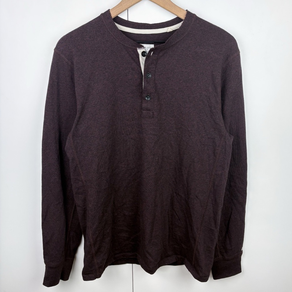 Rag & Bone Classic Long Sleeve Henley Shirt Brown Cotton Blend Mens Large